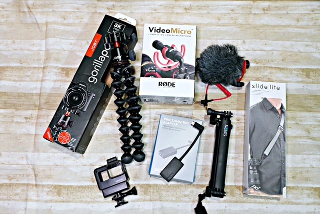 JOBY GorillaPod 3K Pro Kit、 RODE Video Micro 指向性麥克、PD快裝背帶、GoPro三向多功能手持桿和麥克風接頭 AAMIC-001 @吳大妮的生活筆記本