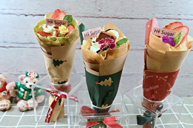 甜點推薦：嗨糖日式可麗餅，12/15起在店裡可以買到限定聖誕可麗餅花束-捷運中山站